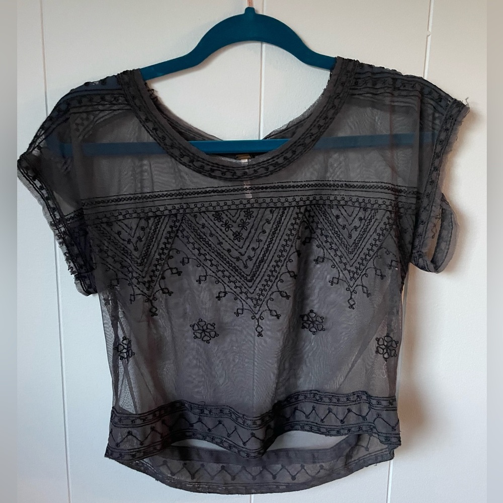 Cropped mesh detailed top
Free People size small